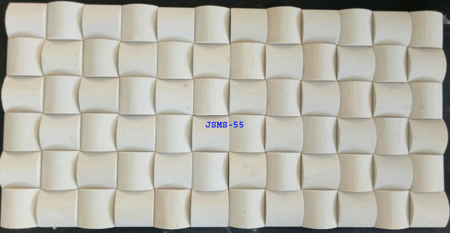 3D White Sandstone Mosaic Tiles For Wall Cladding